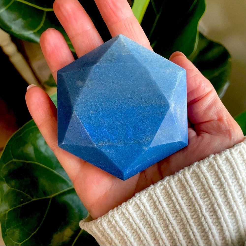 Large trolleite Star of David polished crystal coin shape